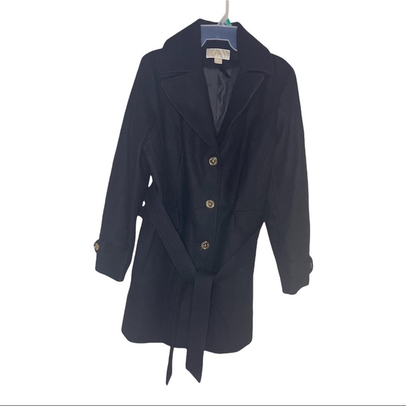 Michael Kors Jackets & Blazers - Women’s Michael Michael Kors Wool Blend Belted Coat Size Large Black